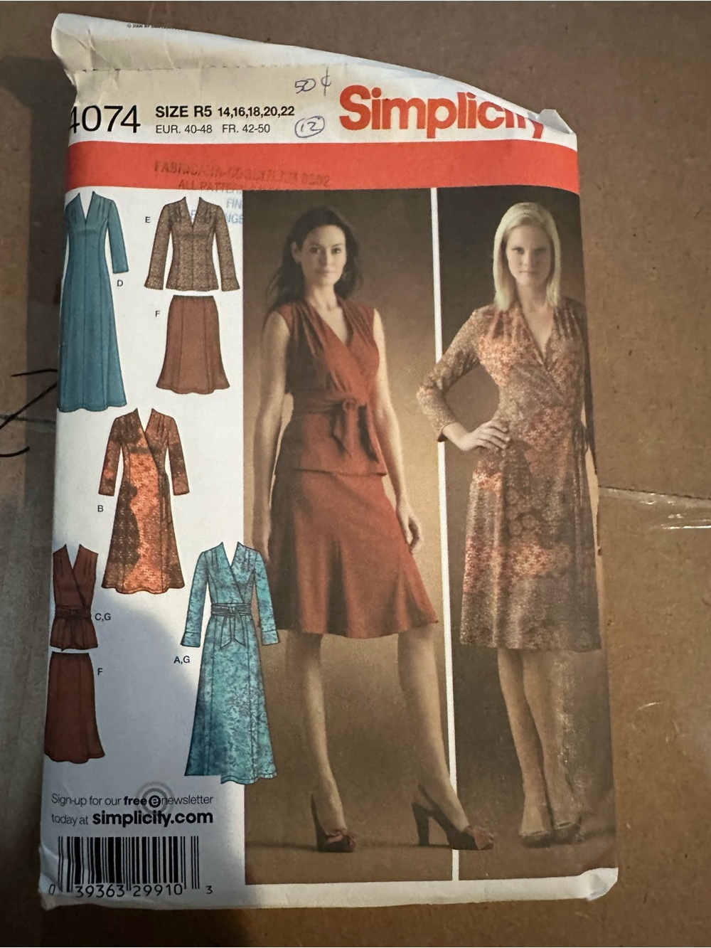 Simplicity Wrap Dress Pattern in Rust and Teal